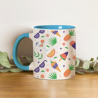 Vector Summer  design Pattern Sky Blue Handle 330 ml Coffee Mug