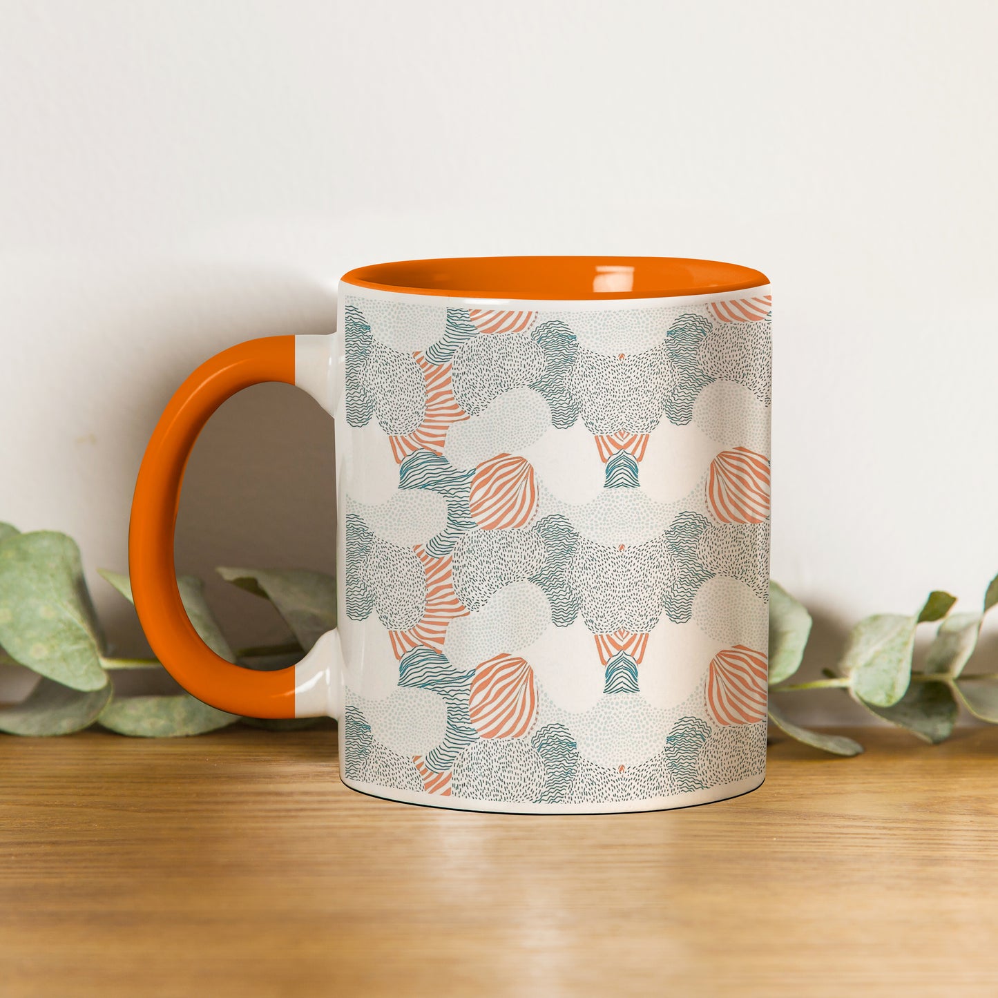 Colorfull hand drawing pattern design Orange Handle 330 ml Coffee Mug