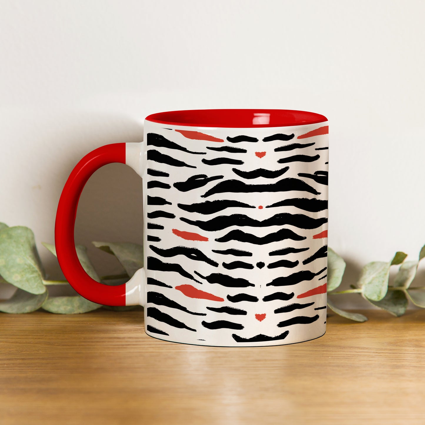 Tiger skin pattern design Red Handle 330 ml Coffee Mug