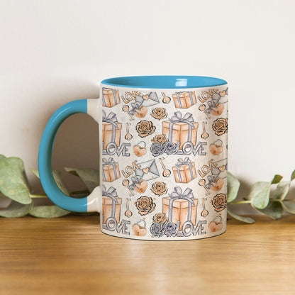 Gift box pattern design  Pattern Sky Blue Handle 330 ml Coffee Mug
