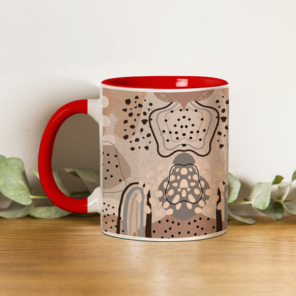 Aesthetic Flower Design Red Handle 330 ml Coffee Mug
