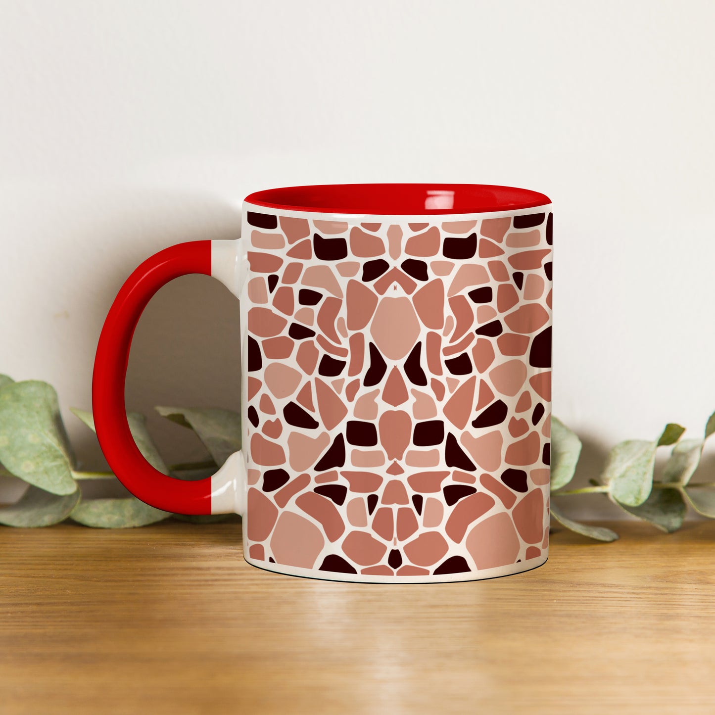 Stone seamless pattern Red Handle 330 ml Coffee Mug