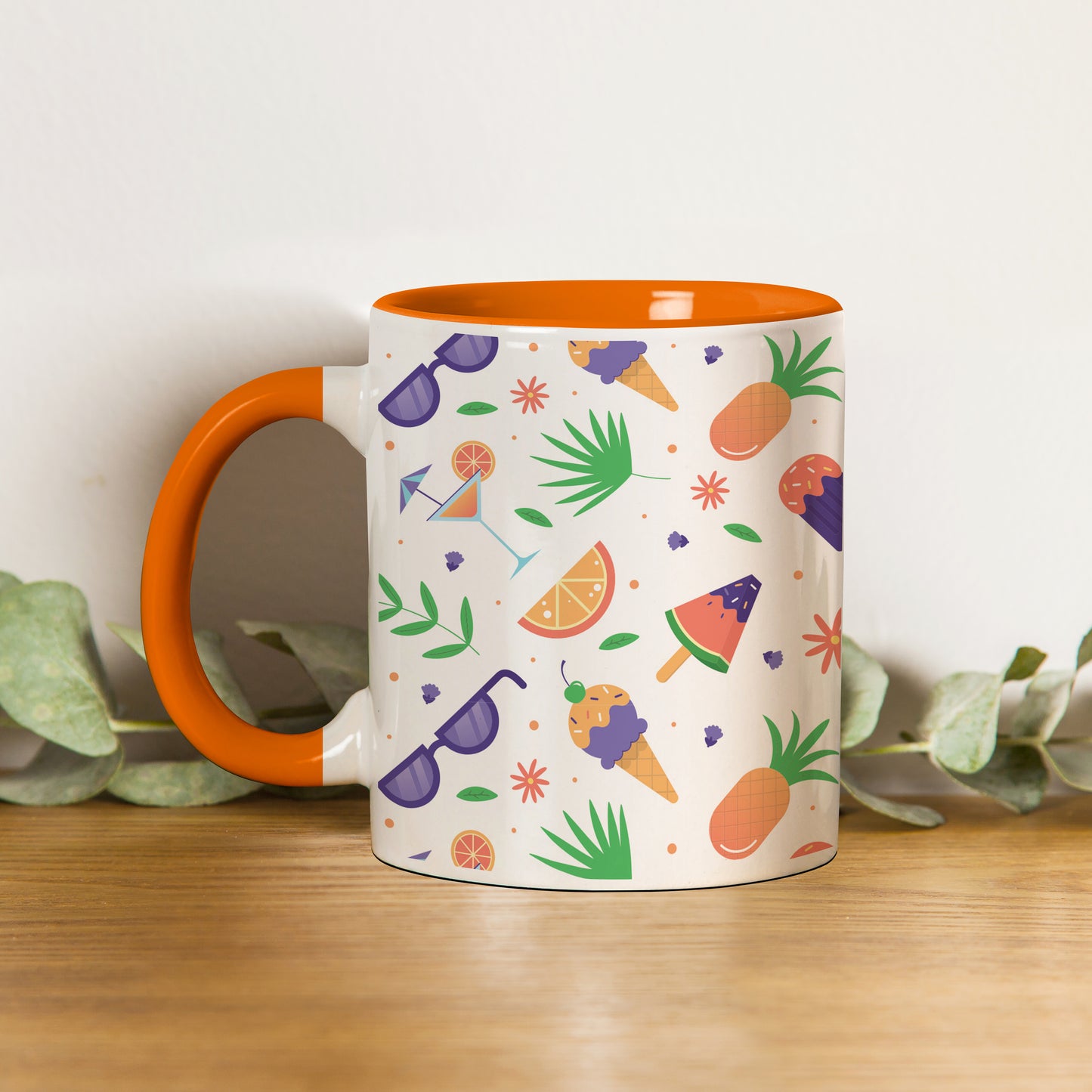 Vector Summer pattern design Orange Handle 330 ml Coffee Mug