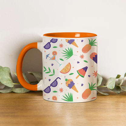 Vector Summer pattern design Orange Handle 330 ml Coffee Mug
