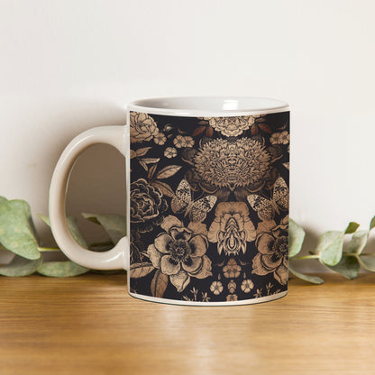 Gold flowers design White 330 ml Coffee Mug