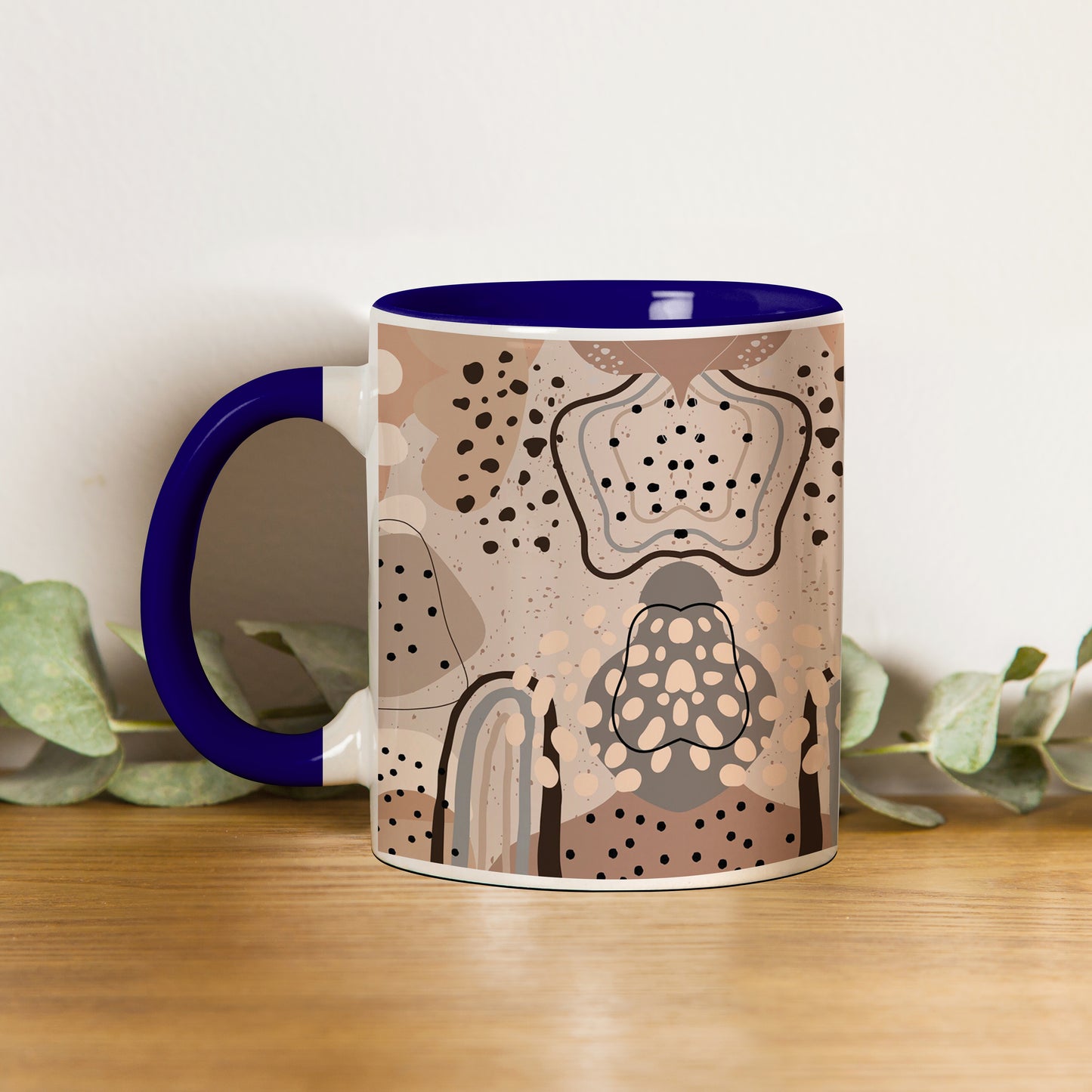 Abstract drawing design Pattern Dark Blue Handle 330 ml Coffee Mug