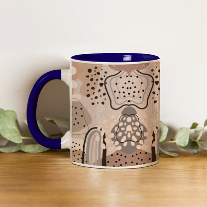 Abstract drawing design Pattern Dark Blue Handle 330 ml Coffee Mug