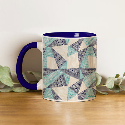 Triangle seamless pattern in patchwork style design Pattern Dark Blue Handle 330 ml Coffee Mug