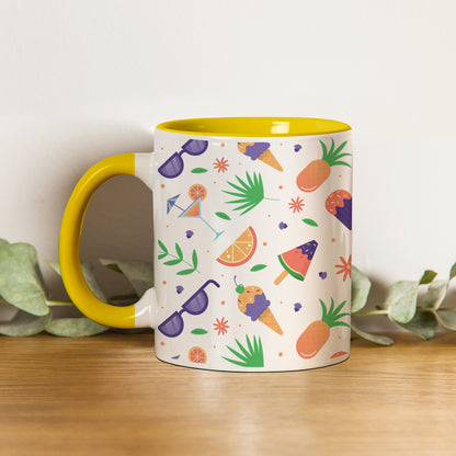 vector Summer pattern design Pattern Yellow Handle 330 ml Coffee Mug