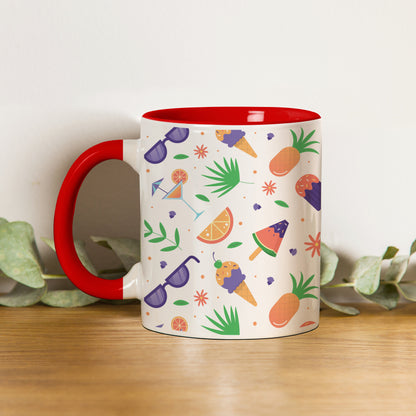 Beach Vibes Spectacular Design with Red Handle  330 ml Coffee Mug