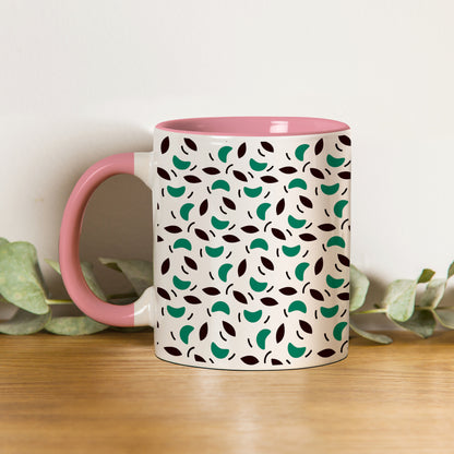 vector leaves pattern design (2) Pattern Lite Pink Handle 330 ml Coffee Mug