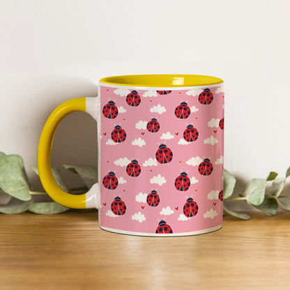 ladybug pattern design Pattern Yellow Handle 330 ml Coffee Mug