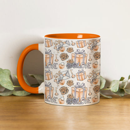 Gift box pattern design Orange Handle 330 ml Coffee Mug
