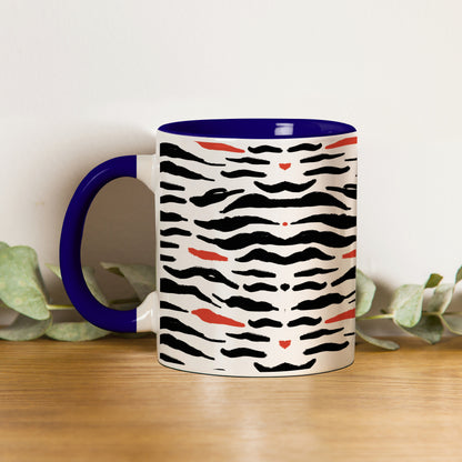 Tiger skin pattern design Pattern Dark Blue Handle 330 ml Coffee Mug