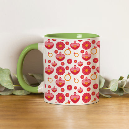 red seamless love element pattern designPattern Lite Green Handle 330 ml Coffee Mug