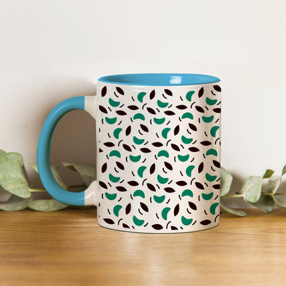 Vector leaves pattern design (2) Pattern Sky Blue Handle 330 ml Coffee Mug