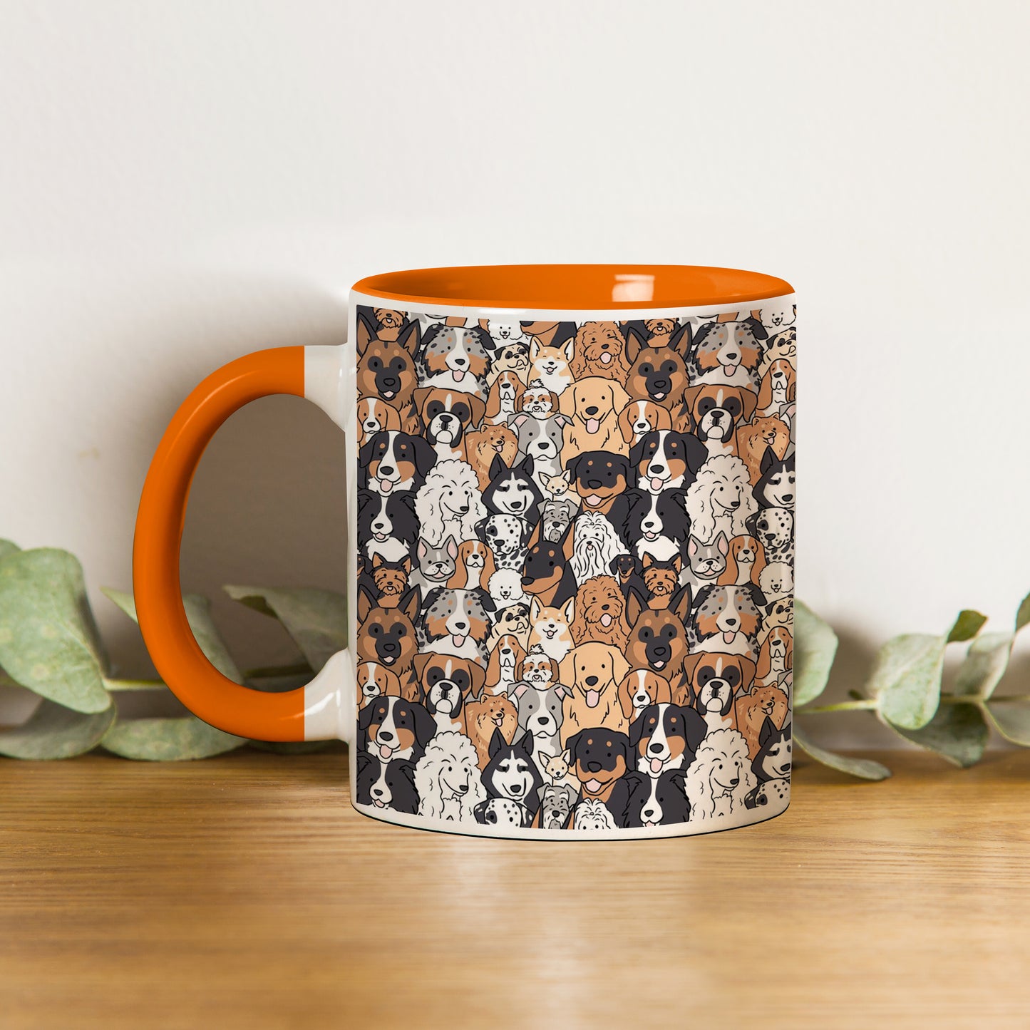 Dog breeds illustration design Orange Handle 330 ml Coffee Mug