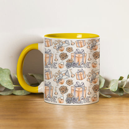 Gift box pattern design Pattern Yellow Handle 330 ml Coffee Mug