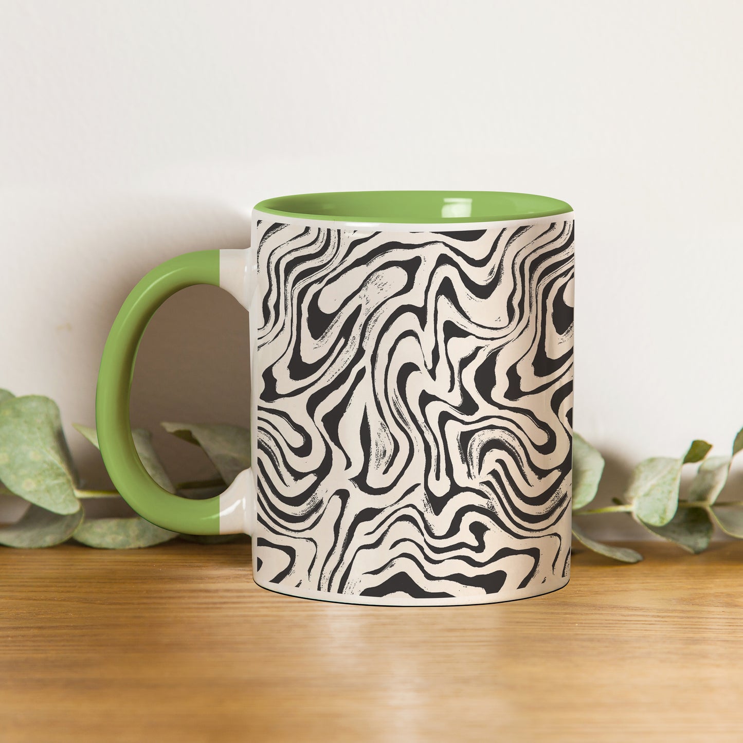 Curated pattern design pattern design Pattern Lite Green Handle 330 ml Coffee Mug