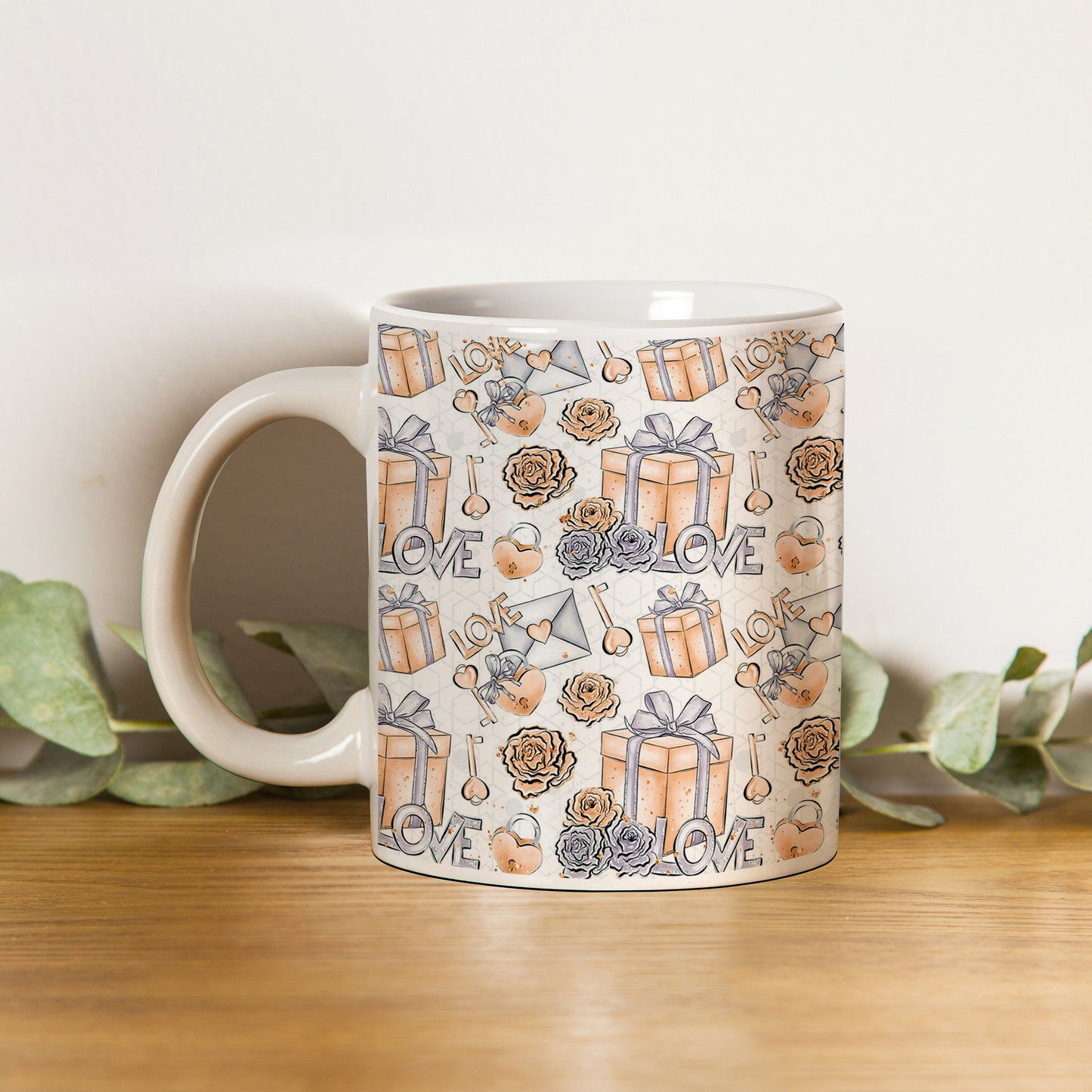 Gift box pattern design pattern White 330 ml Coffee Mug