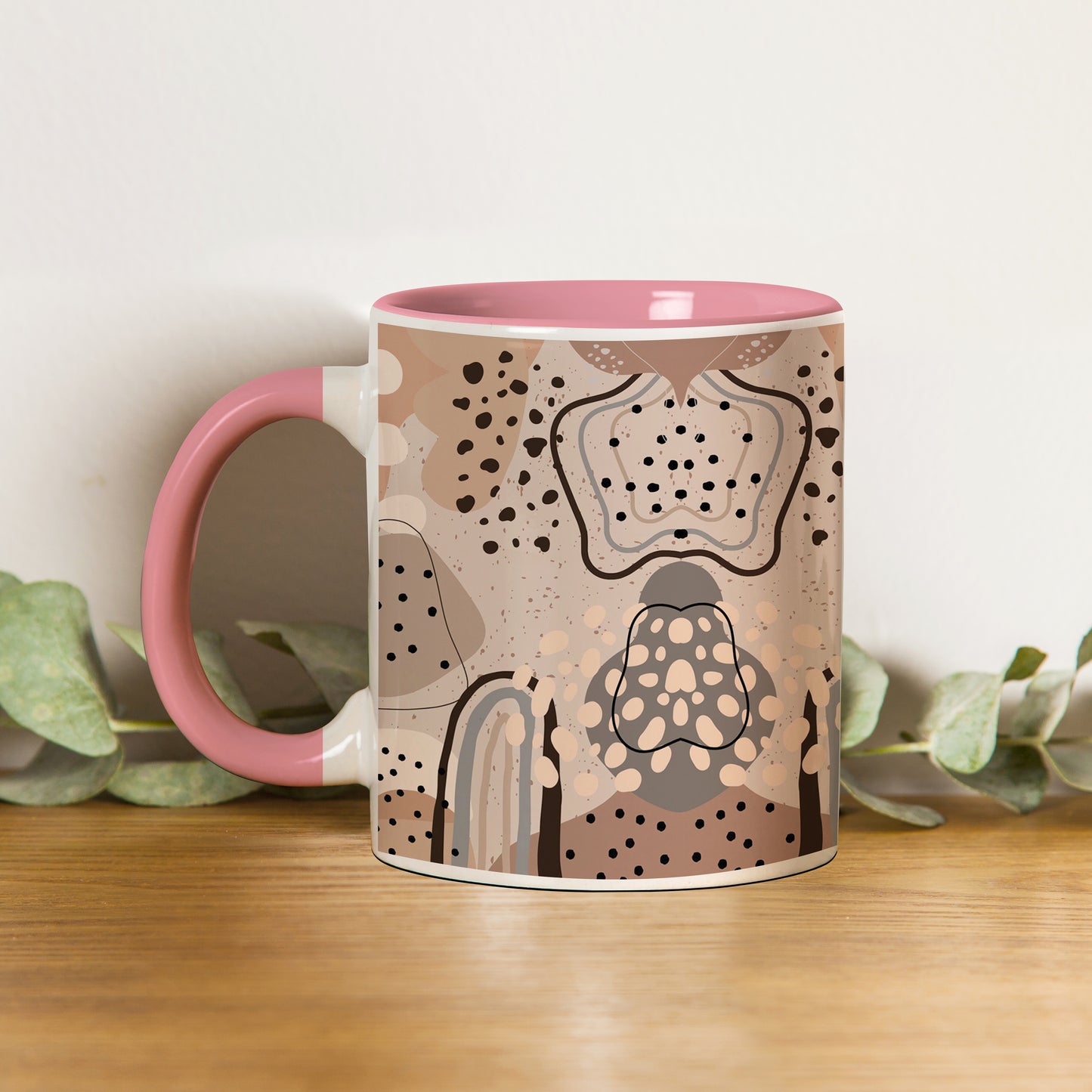 Abstract drawing design Pattern Lite Pink Handle 330 ml Coffee Mug