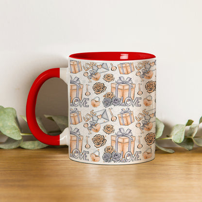 Gift box pattern design Pattern Red Handle 330 ml Coffee Mug