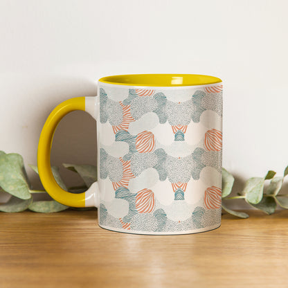 colorfull hand drawing pattern design Yellow Handle 330 ml Coffee Mug