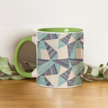 triangle seamless pattern in patchwork style design Pattern Lite Green Handle 330 ml Coffee Mug