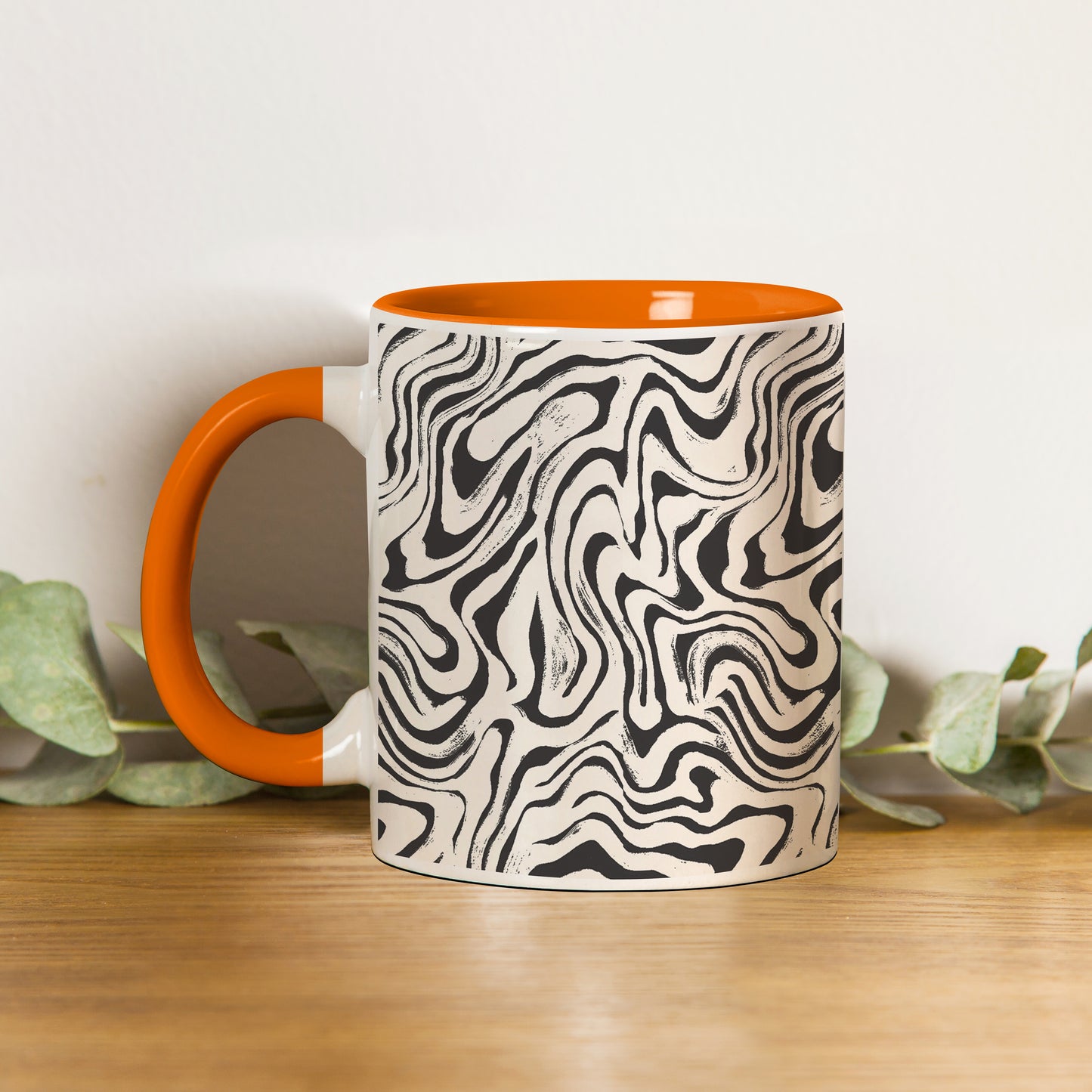 Curated pattern design Orange Handle 330 ml Coffee Mug
