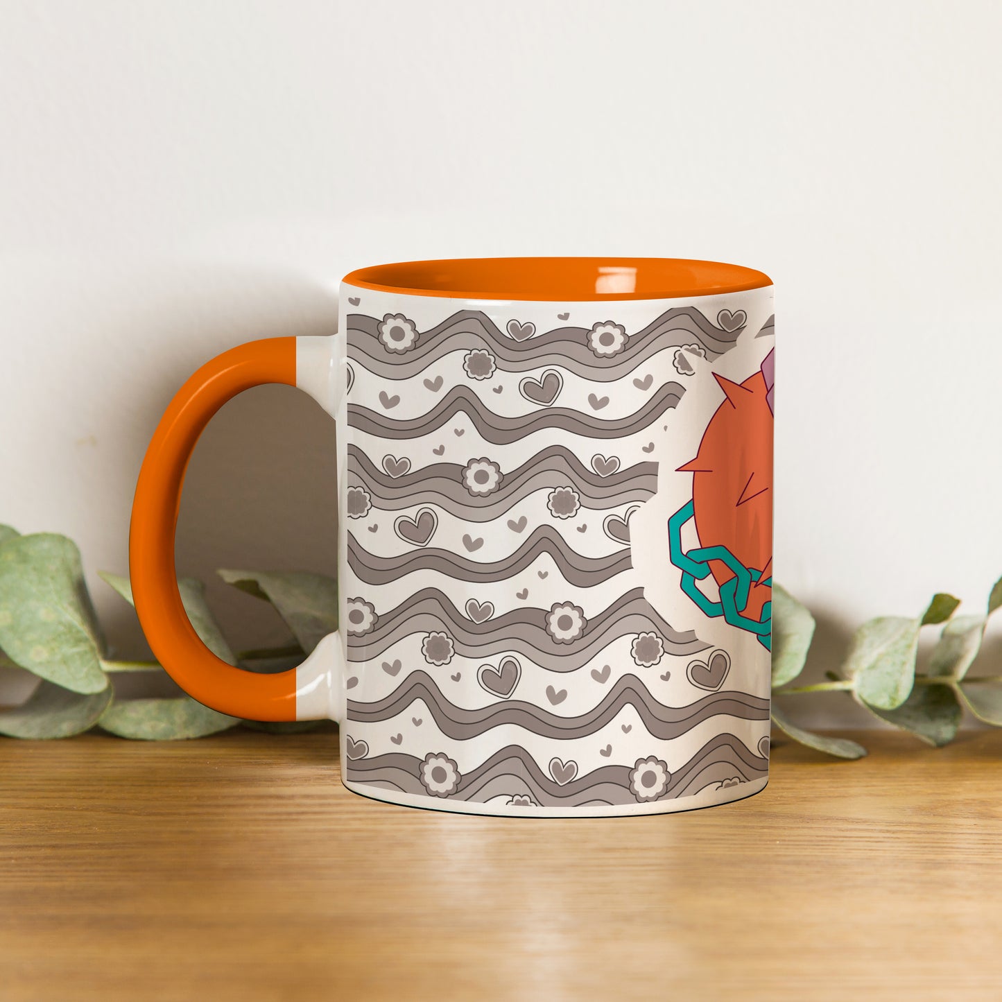 Love chain Orange Handle 330 ml Coffee Mug