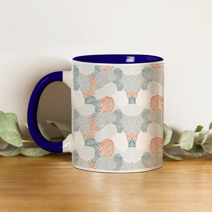 Colorfull hand drawing design Pattern Dark Blue Handle 330 ml Coffee Mug