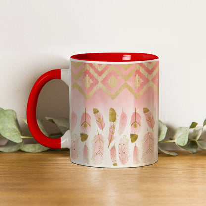 Soothing Falling Feathers  Red Handle 330 ml Coffee Mug