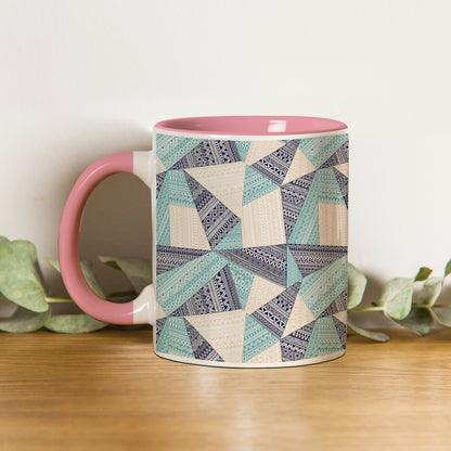 Triangle seamless pattern in patchwork style design Pattern Lite Pink Handle 330 ml Coffee Mug