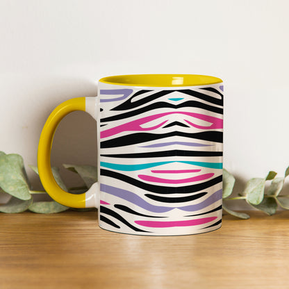 Colorful Tiger Skin with Waving effect Pattern Yellow Handle 330 ml Coffee Mug