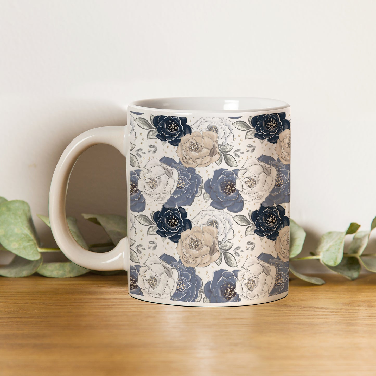 Flowers design pattern White 330 ml Coffee Mug