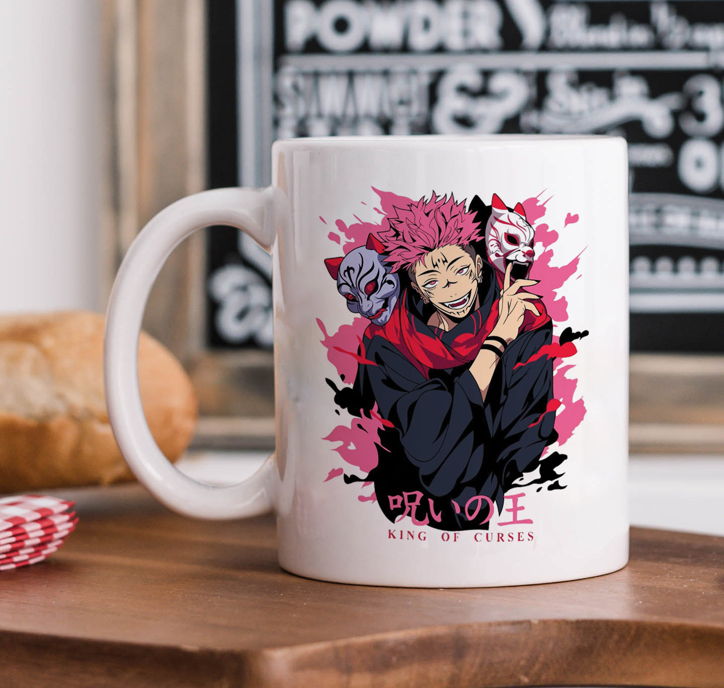 Sukuna king of curses illustration design Mug and Keychain Combo 330 ml Coffee Mug