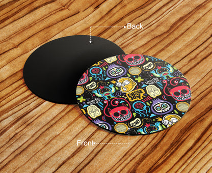 Cute Monster Doodle Art Pattern Design Full Black 330 ml Coffee Mug with Coaster