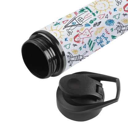 Seamless Pattern with Kids Illustrations Printed Eagle Shape Water Bottle 750 ml For Gym, Yoga, Kids, Boys, Girls, Brother, Sister, Babies, Baby, Workout, Adults