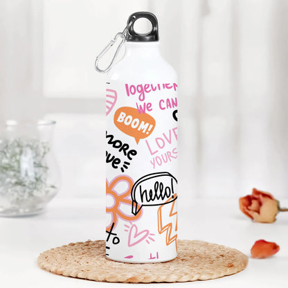 Fashion abstract seamless pattern with graffiti words Printed Normal Sipper Water Bottle 750 ml For Gym, Yoga, Kids, Boys, Girls, Brother, Sister, Babies, Baby, Workout, Adults