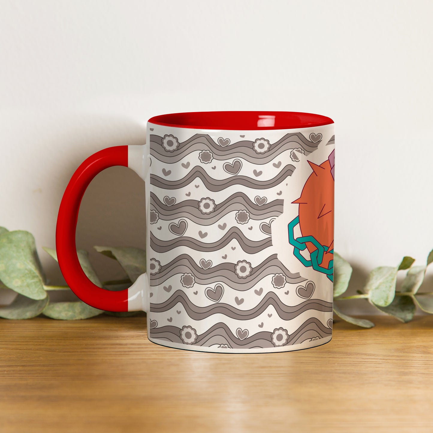 Love chain Red Handle 330 ml Coffee Mug