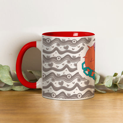 Love chain Red Handle 330 ml Coffee Mug