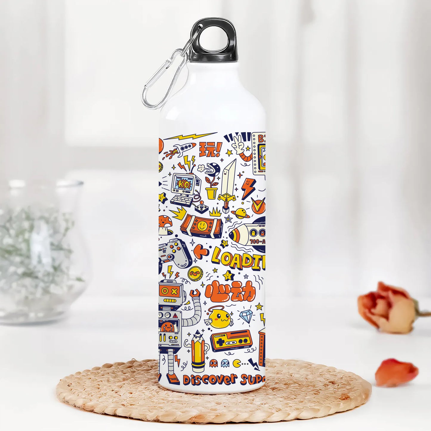 Game city colorfull doodle art Printed Normal Sipper Water Bottle 750 ml For Gym, Yoga, Kids, Boys, Girls, Brother, Sister, Babies, Baby, Workout, Adults