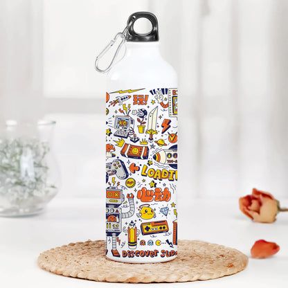 Game city colorfull doodle art Printed Normal Sipper Water Bottle 750 ml For Gym, Yoga, Kids, Boys, Girls, Brother, Sister, Babies, Baby, Workout, Adults