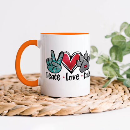 Peace Love cats design Handle 330 ml Coffee Mug