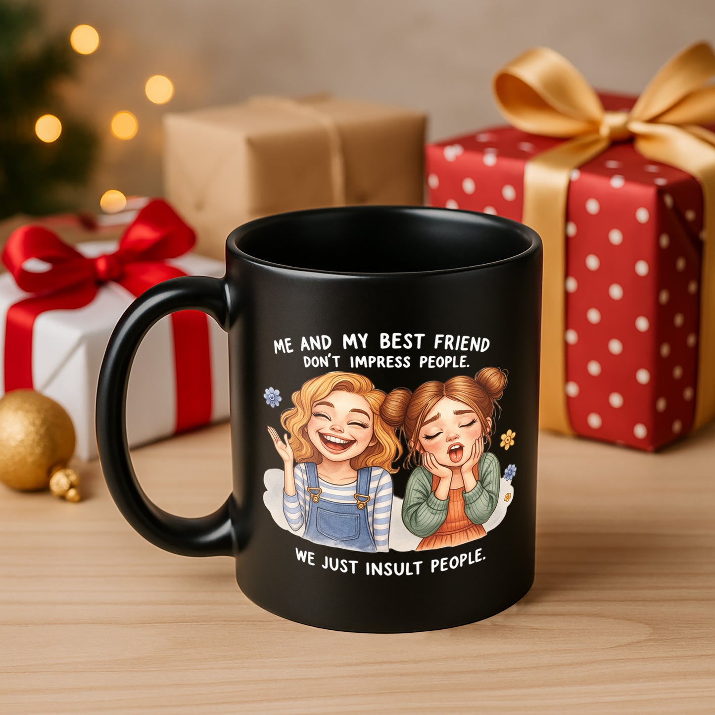 Me And My Best Friend 330 ml Black Coffee Mug (Pack of 1)