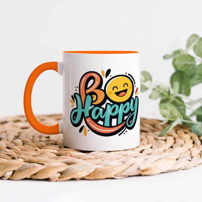 Be happy Orange Handle 330 ml Coffee Mug