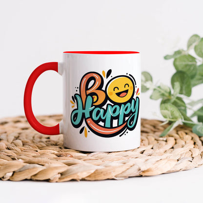 Be happy Red Handle 330 ml Coffee Mug