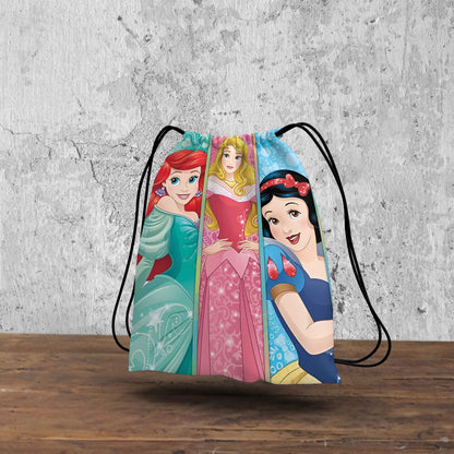 Beautiful Princesses Design Pattern Polyester String Backpack Bags for kids for Gym, Yoga, Tuition ,Beach Bag for 4-10 year boys and girls