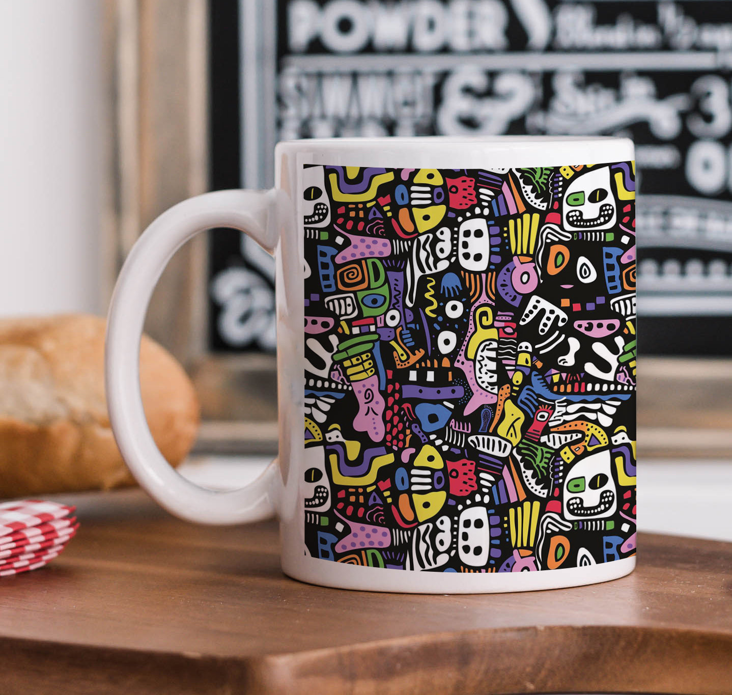 Colorful Cartoon Characters Design Mug and Keychain Combo 330 ml Coffee Mug