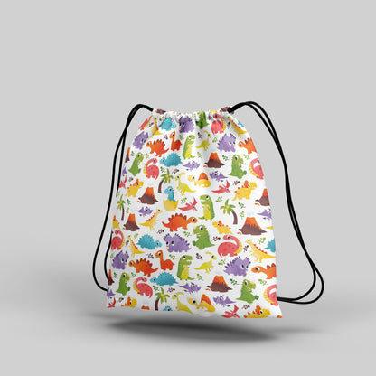 Super Cute Dinosaurs Seamless Pattern Polyester String Backpack Bags for kids for Gym, Yoga, Tuition ,Beach Bag for 4-10 year boys and girls